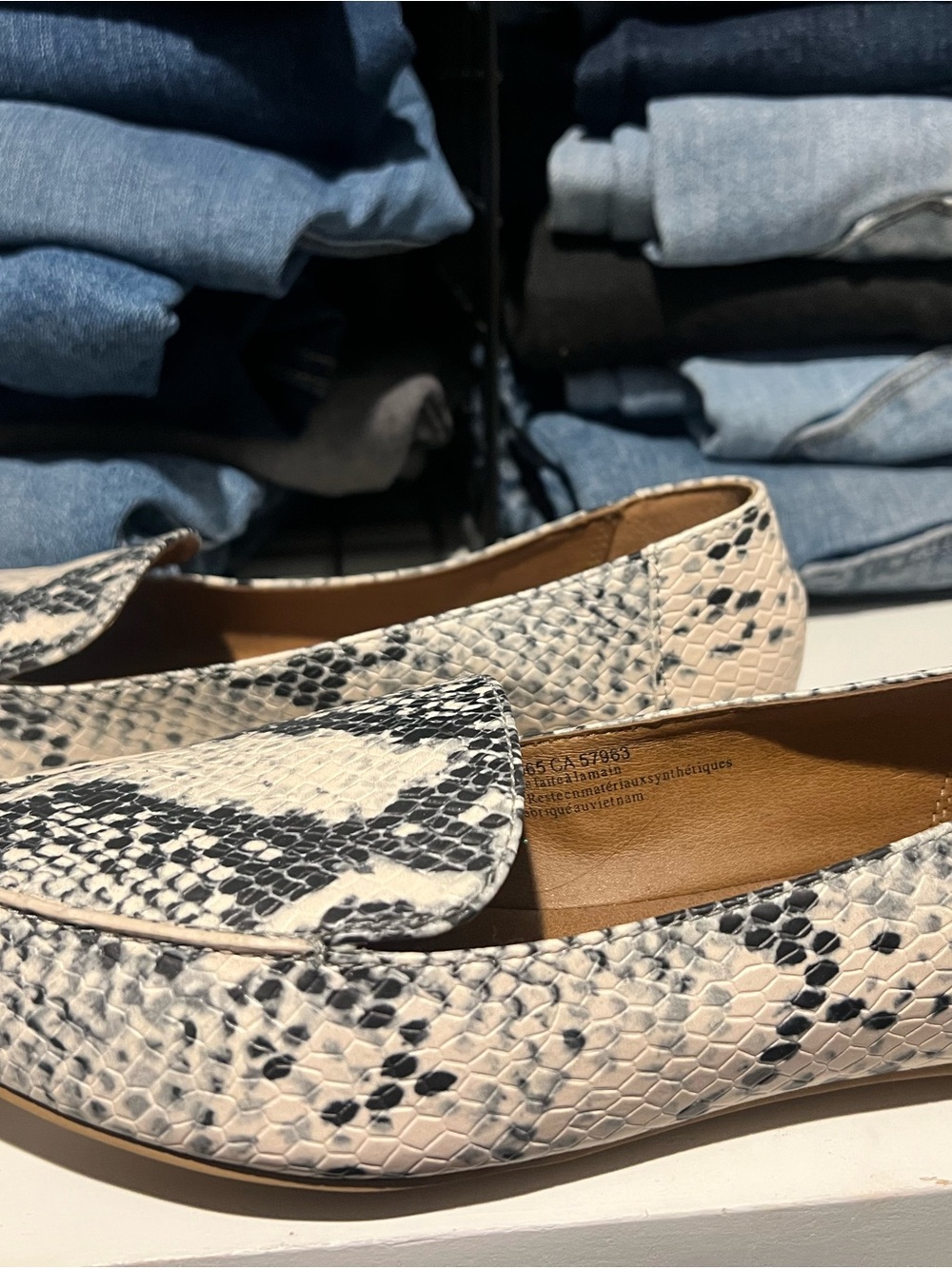 Abound Cream and Black Snake-Print Loafers